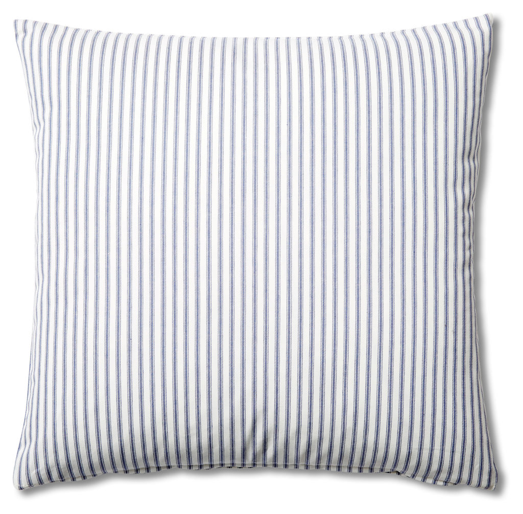 Pillows + Throws + Rugs, White and Navy Blue Ticking Stripe