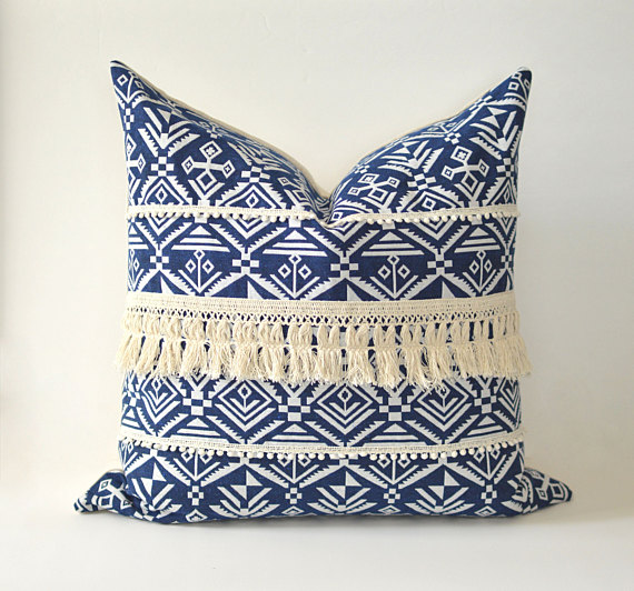 Pillows + Throws + Rugs, Macrame Aztec Pillow