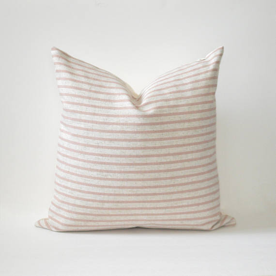 Pillows + Throws + Rugs, Blush Natural Stripe Pillow