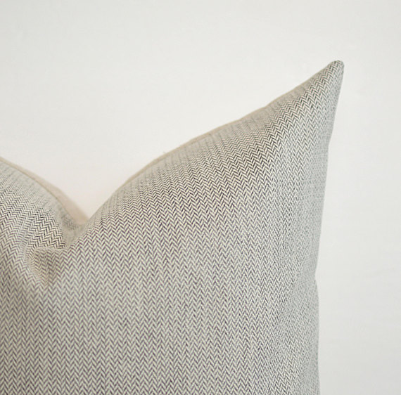 Grey Herringbone Pillow Detail