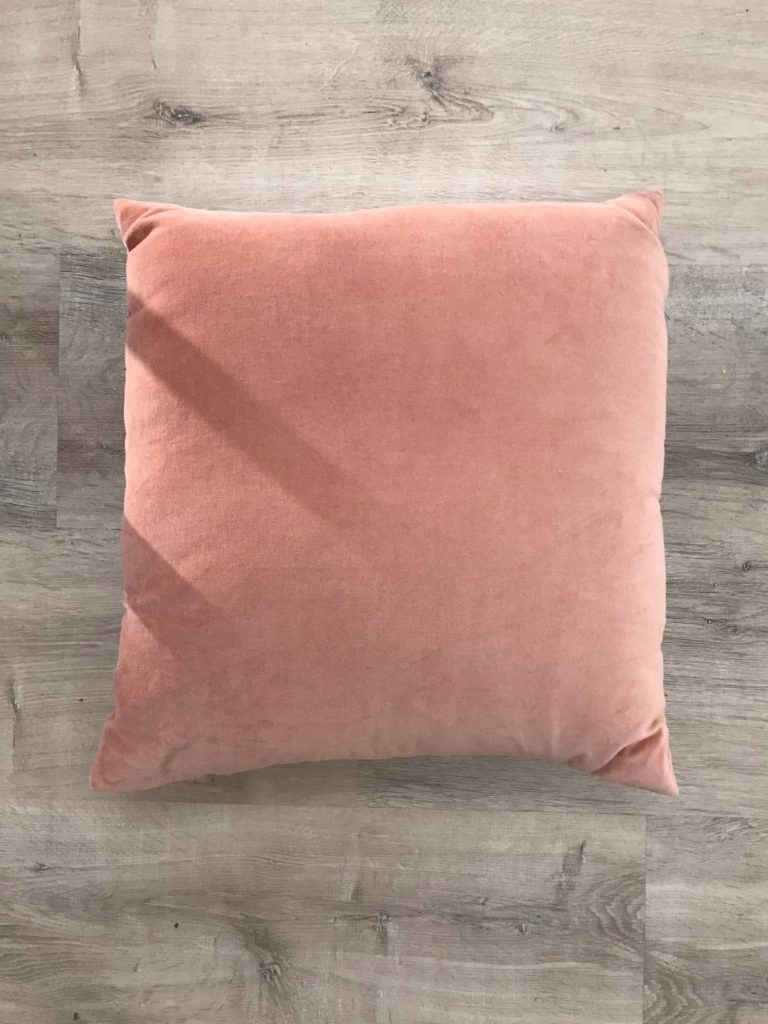 salmon velvet pillow