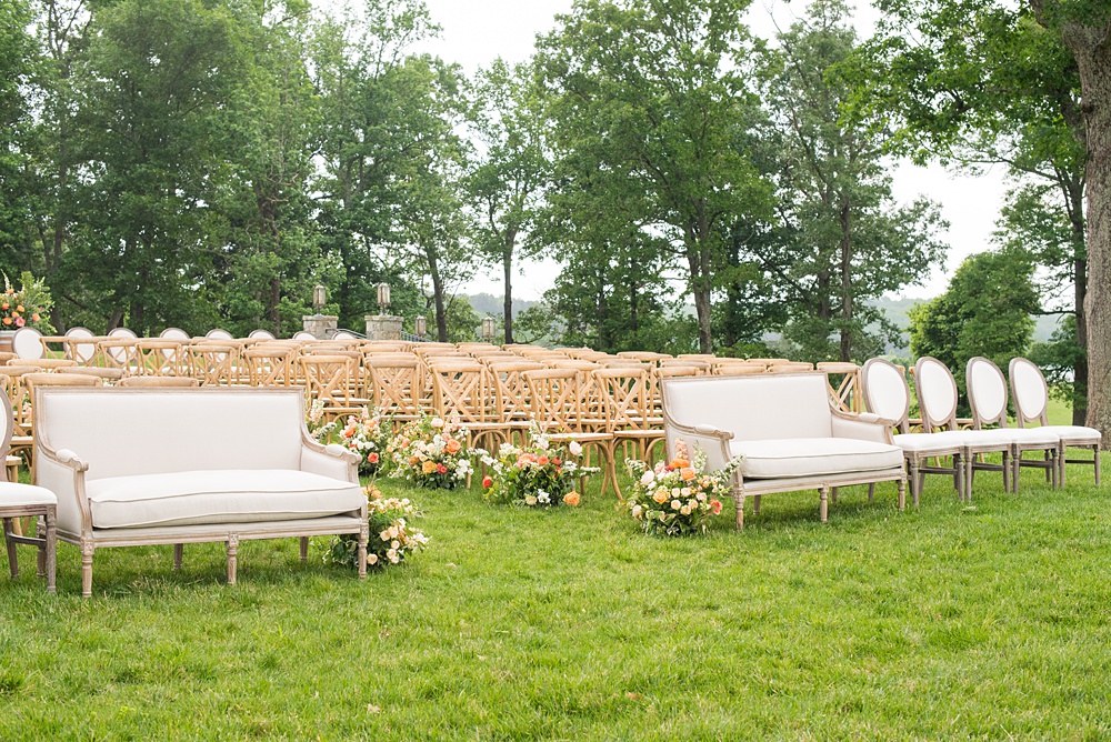 Raleigh Upholstered Chairs set up at wedding venue