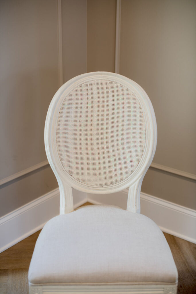 Antrim White Cane Back Chair - DC Wedding & Event Rentals